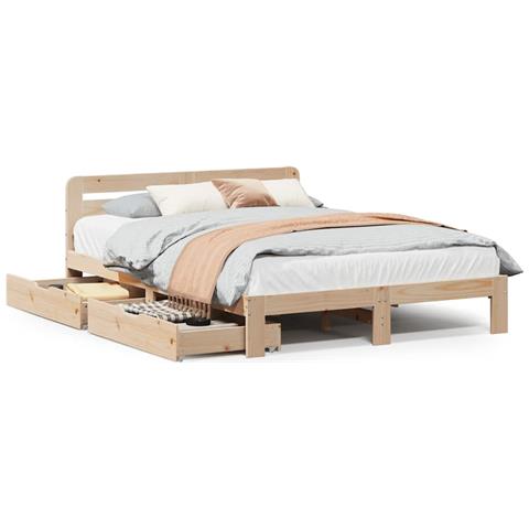 Letto senza Materasso 120x190 cm in Legno Massello di Pino - Foto 1