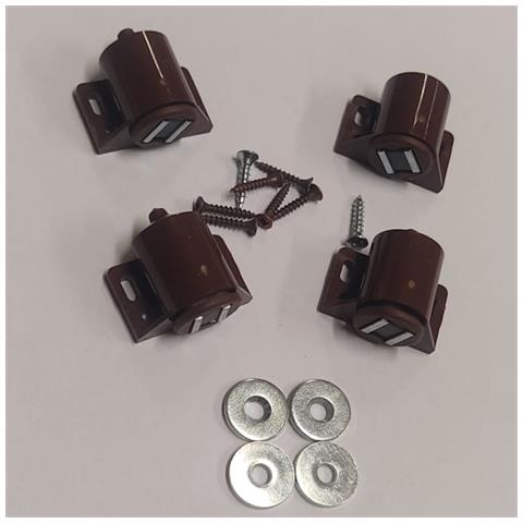 Confezione Da 2 Pezzi - Chiusure Manetiche Regolabili Per Ante - Con Riscontro E Viti - In Plastica Colore Marrone - Foto 1