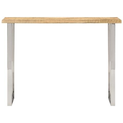 Tavolo Consolle Bordi Vivi 105x33x76 Cm Legno Massello Di Mango - Foto 2