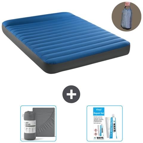 Set Materassino Gonfiabile - 203x152x22 Cm - Blu - Include Accessori Coordinati Cb20 - Foto 1