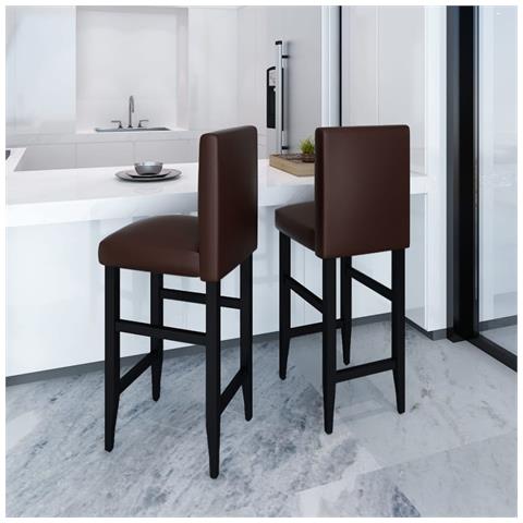 Sgabelli Da Bar 2 Pz Marrone Scuro In Similpelle - Foto 5