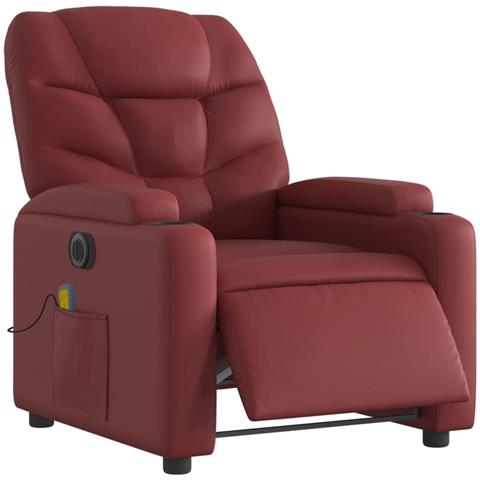 Lusso Casadino - Poltrona Massaggiante Reclinabile Rosso Vino In Similpelle - Foto 2