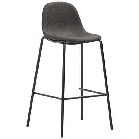 Sedie Da Bar 2 Pz Grigio Scuro In Tessuto - Foto 1