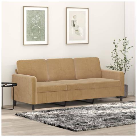 Lusso Casadino -  Divano A 3 Posti Marrone 180 Cm In Velluto - Foto 8