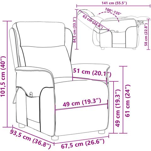 Poltrona Massaggiante in Tessuto Marrone - Foto 8