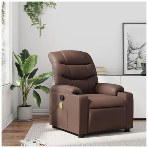 Poltrona Massaggiante Reclinabile marrone in Similpelle - Foto 2