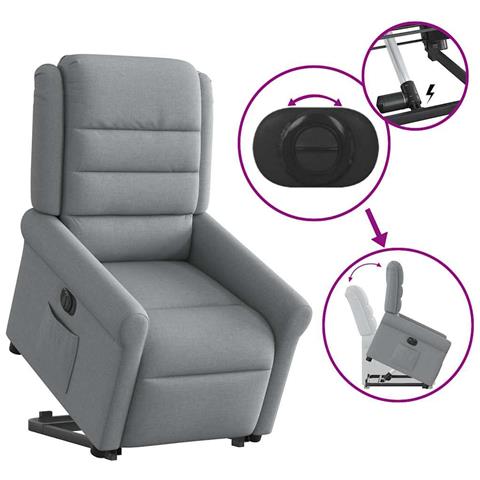 Poltrona Reclinante Alzapersona Elettrica Grigio Chiaro Tessuto - Foto 9