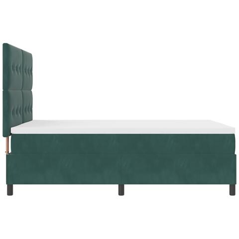 Letto con Rete a Molla e Materasso Verde Scuro 140x190 cm Velluto - Foto 9