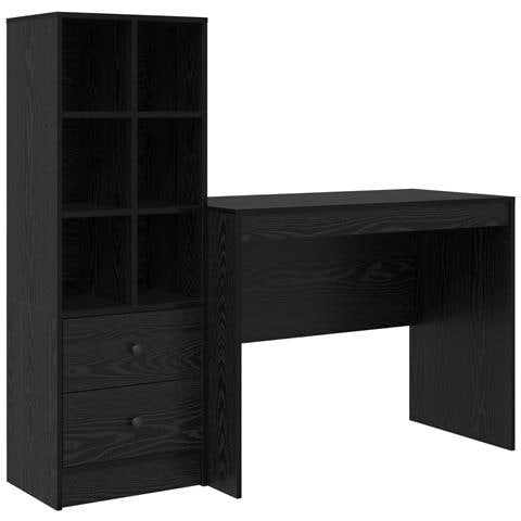 Scrivania con Spazio di Archiviazione in Quercia Nera Legno Ingegnerizzato - Foto 1