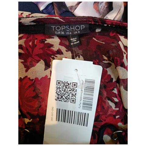 Topshop Abito Al Ginocchio Midi Elegante Estivo A Fiori Rosso 36 - Foto 2