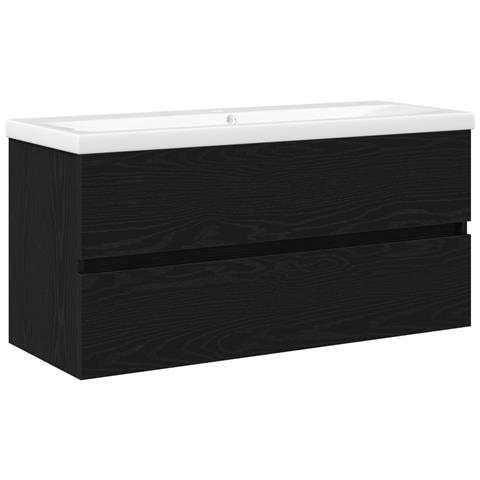 Mobile lavabo con lavabo integrato Rovere Nero in legno ingegnerizzato - Foto 1