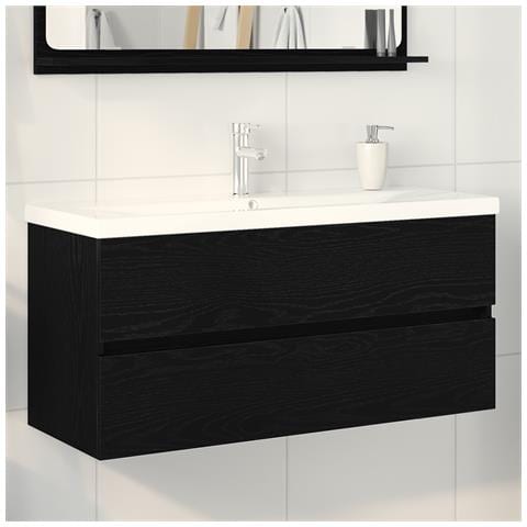 Mobile lavabo con lavabo integrato Rovere Nero in legno ingegnerizzato - Foto 2