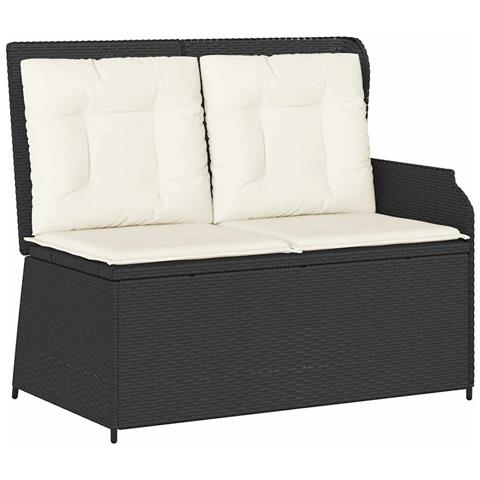 Panca Reclinabile da Giardino con Cuscini Nera in Polyrattan - Foto 1