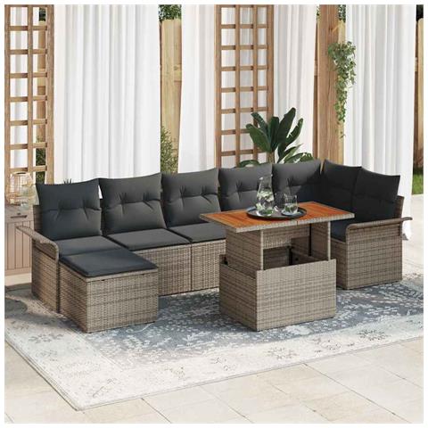 Set Divano da Giardino 8 pcs Grigio Poly Rattan - Foto 2