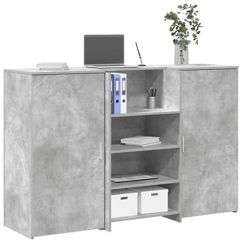 Banco Reception Grigio Cemento 155x50x103,5cm Legno Multistrato - Foto 2