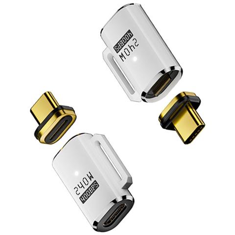 Adattatore Magnetico Usb-c Femmina A Usb-c Maschio, Ricarica Magnetica 240w White - Foto 2