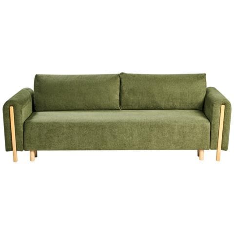 Divano Letto 3 Posti Kvam Tessuto Verde Con Contenitore - Foto 2