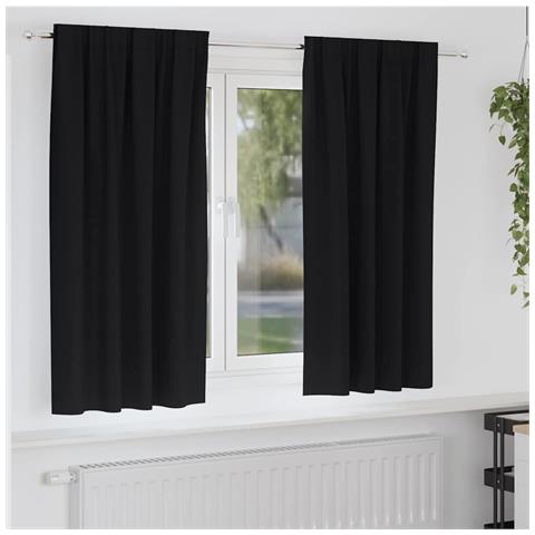 Tende con tende 2 pcs Nero Poliestere - Foto 2