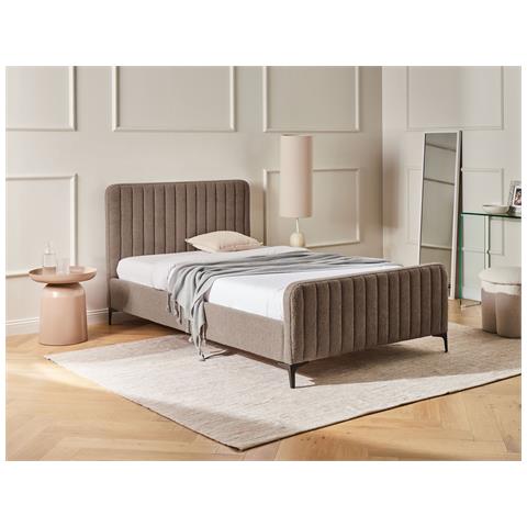 Letto Bouclé Lunan 120 X 200 Cm Tortora - Foto 1