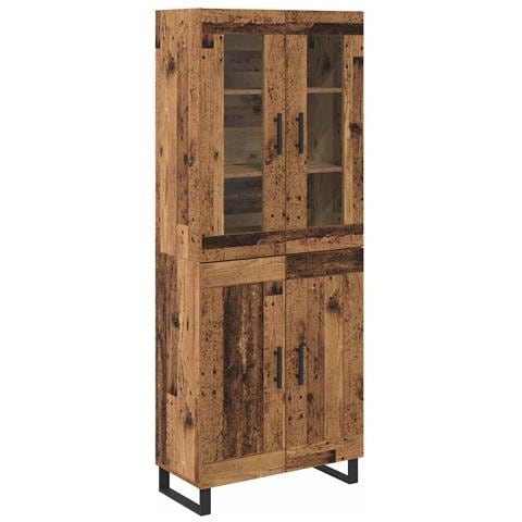 Credenza 2 pcs Legno vecchio Legno Stratificato e Vetro - Foto 1