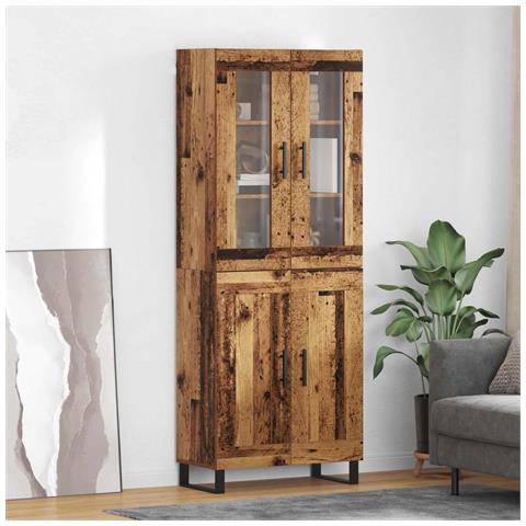 Credenza 2 pcs Legno vecchio Legno Stratificato e Vetro - Foto 2
