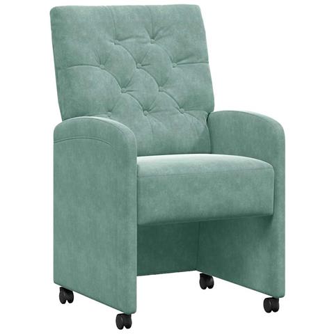 Sedie da Pranzo con Ruote 2 pcs verde mare 58 x 67 x 97 cm - Foto 1