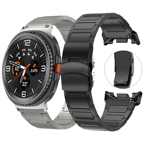 Cinturino In Metallo Titanio Con Doppia Chiusura Compatibile Con Samsung Watch 8/8 Classic Silver - Foto 4
