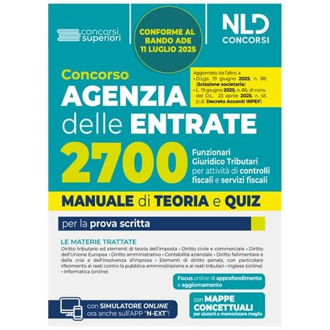 Concorso Agenzia delle Entrate 2700 funzionari giuridico tributari per l'attività tributaria. Manuale di teoria e quiz. Con software di simulazione - Foto 1