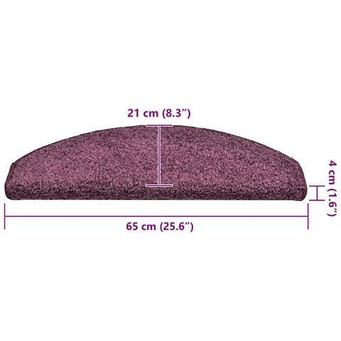 Tappetini per scale 30 pz 65x21x4 cm Viola scuro Semicircolari Grandi - Foto 8