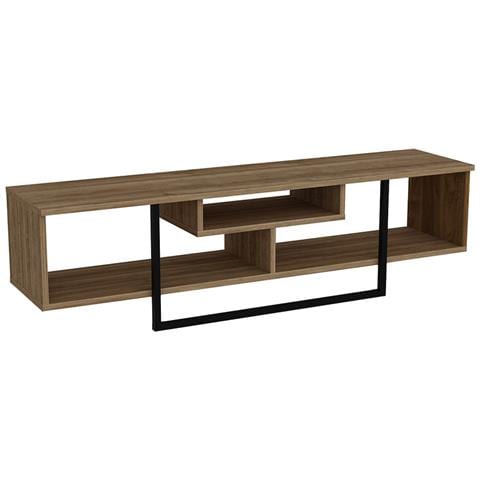 Silo Supporto Tv In Effetto Legno E Nero Con Contenitore - 149 Cm - Foto 1