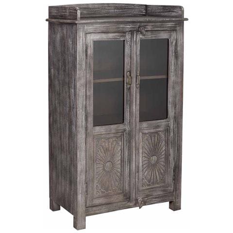 Vetrina 2 Ante In Legno Finitura Anticata Artigianale 74x41x128 - Foto 1