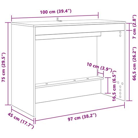 Scrivania Letto Grigio cemento 100 x 45 x 75 cm - Foto 5