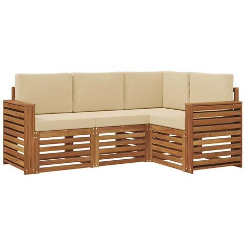 Set divani 4 pcs Naturale e Beige Legno di Acacia Massello - Foto 1