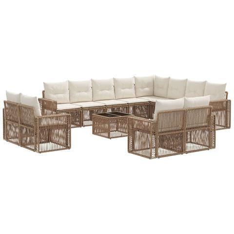 Set Divano da Giardino 13 pcs Beige e Bianco Crema polyrattan - Foto 1