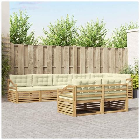 Set di divani da esterno 8 pcs Bianco e Crema Poliestere - Foto 2