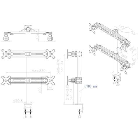 Supporto da Scrivania FPMA-D700D4 per 4 Monitor LCD /LED /TFT - Foto 7