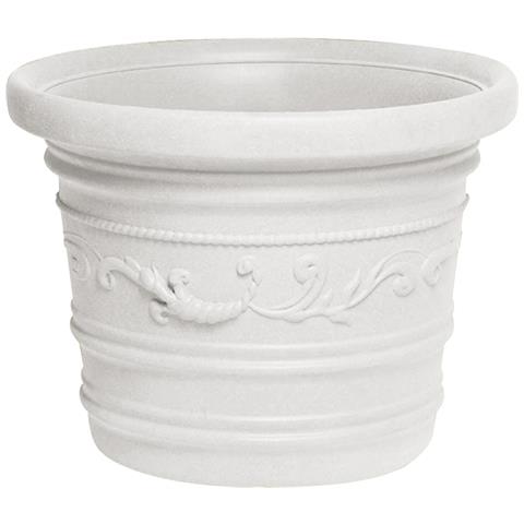 Vaso Npa Prestige Tondo D. 40xh30 Cm Bianco In Resina Decorato Arredo Giardino - Foto 3