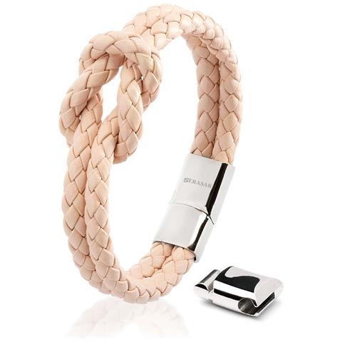 Bracciale da Donna in Pelle Premium, ""Knot"", 16cm, Rosa - Foto 1