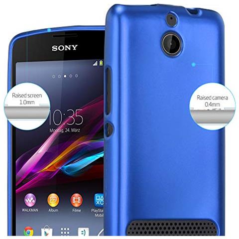 Custodia Compatibile Con Sony Xperia E1 In Blu Metallico - Coperchio Protettivo In Silicone Tpu Flessibile - Foto 2