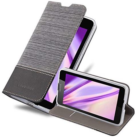 Custodia Compatibile Con Nokia Lumia 640 In Grigio Nero - Coperchio Protettiva Con Chiusura Magnetica, Funzione Stand E Tasca Per Le Carte - Foto 1