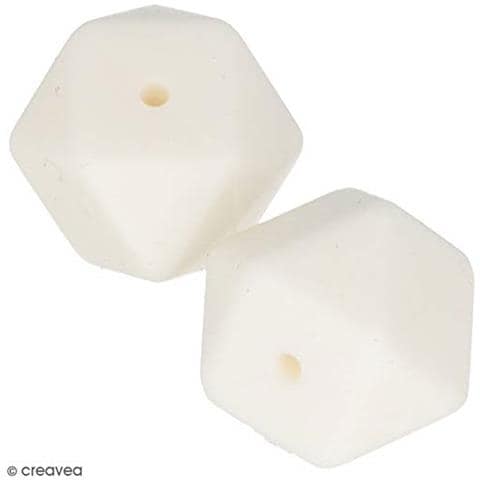 Perlina Di Silicone Esagonale X 2 - 17 Mm - Bianco - Foto 2