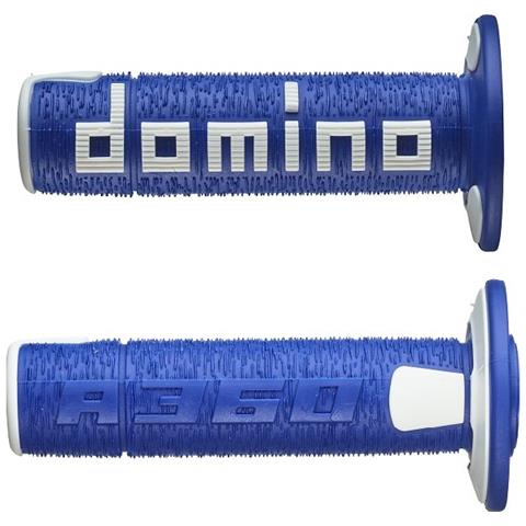 Coppia Manopole In Gomma Scritta Grande Modello A360 In Gomma Bicolore Blu / Bianco Per Moto Off Road Cross / Enduro Lunghezza: 120 Mm Codice Prodotto A36041c4846a7-0 - Foto 1