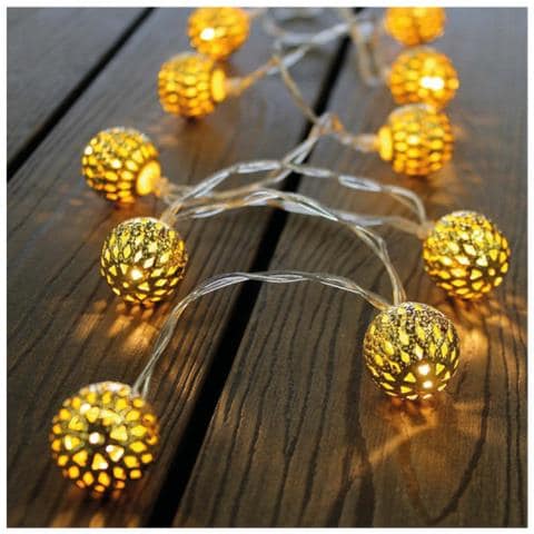 Ghirlanda Luminosa Edm - Palle Dorate - Spirito Natalizio - 2,5 M - Luce Calda - 10 Lampadine Led - 71315 - Foto 2