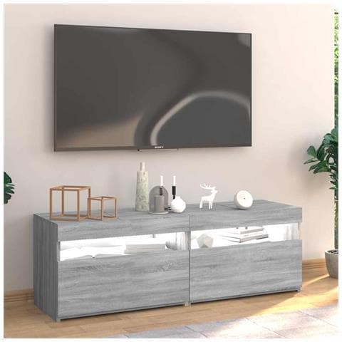 Mobile Porta TV con Luci LED Grigio Sonoma 120x35x40 cmcm - Foto 2