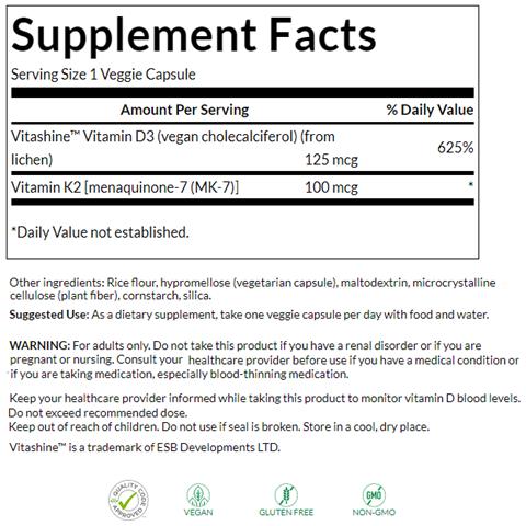 Extra Strength D3 (5000 Ui) E K2 (100 Mcg) 60 Capsule Vegetali Swanson Health Products - Foto 2