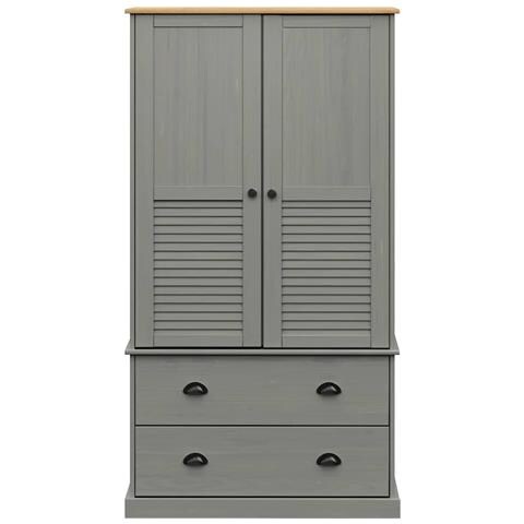 Armadio VIGO 90x55x170 cm in Legno Massello di Pino Grigio - Foto 10