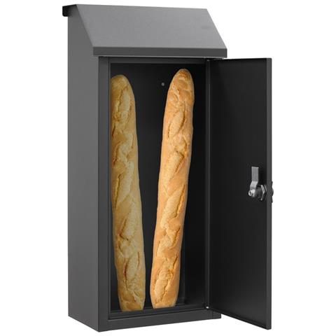 Panera Sp008ng-p Cassetta Postale Per Pane In Acciaio, Grande Capacità, Per Pane E Giornale, Apertura Senza Chiave, Nero - Foto 2