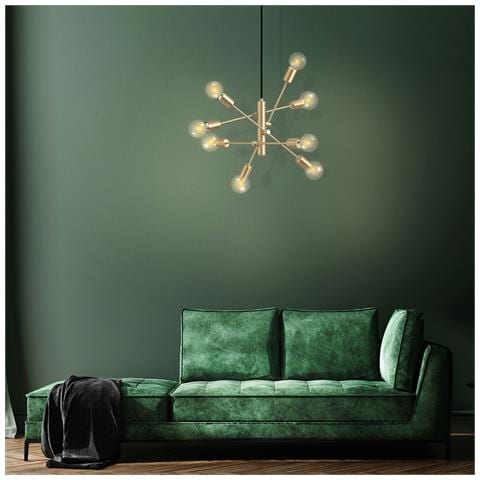 Lampadario Industrial Gradoli 1 8 Luci Acciaio Ottone Spazzolato - Foto 1