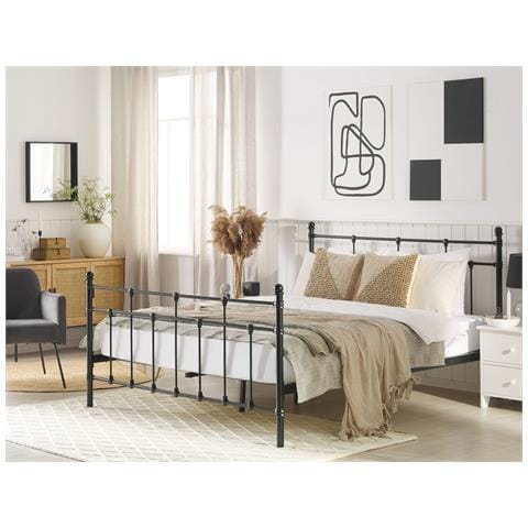 Letto Metallo Lynx 140 X 200 Cm Nero - Foto 1
