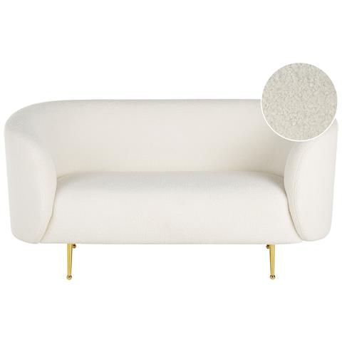 Divano 2 Posti Loen Bouclé Bianco - Foto 2